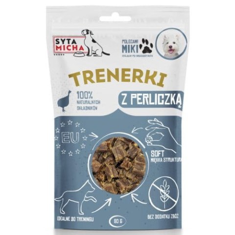 Monobiałkowe, bezzbożowe trenerki dla psa z perliczką 80g. Syta Micha Monobiałkowe, bezzbożowe trenerki dla psa z perliczką 80g. Syta Micha