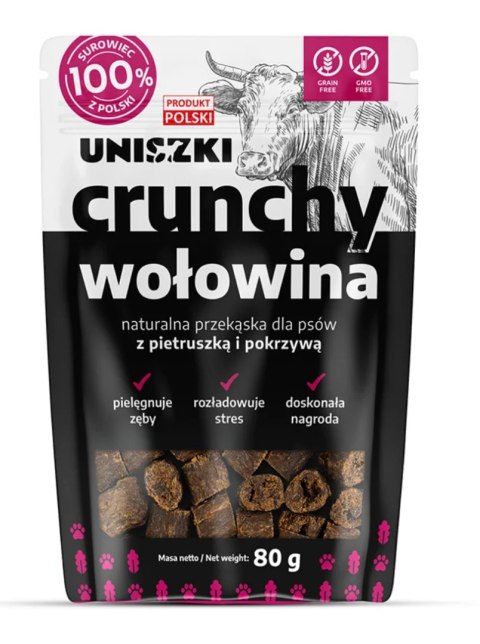 Crunchy miękki przysmak dla psa Wołowina z Pietruszką i Pokrzywą 80g. Crunchy miękki przysmak dla psa Wołowina z Pietruszką i Pokrzywą 80g.