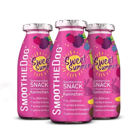 Naturalna, płynna przekąska dla psów, królik z marchewką i owocami (250ml), SmoothieDog Naturalna, płynna przekąska dla psów, królik z marchewką i owocami (250ml), SmoothieDog