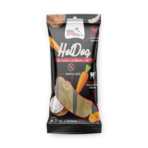 Hot Dog z królikiem i MCT, gryzak dla psa 15cm - 2szt. Syta Micha Hot Dog z królikiem i MCT, gryzak dla psa 15cm - 2szt. Syta Micha