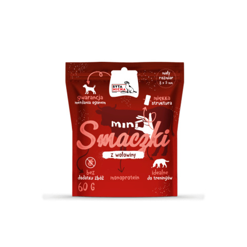 Mini smaczki z wołowiny, treningówki dla psa 60g. Syta Micha Mini smaczki z wołowiny, treningówki dla psa 60g. Syta Micha