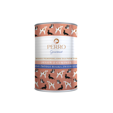 Mokra karma - Gourmet Jeleń z cukinią dla psów dorosłych 400 g. PERRO Mokra karma - Gourmet Jeleń z cukinią dla psów dorosłych 400 g. PERRO