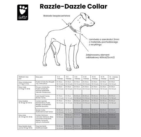 Regulowana obroża dla psa, Hurtta Razzle-Dazzle Collar Blackberry Regulowana obroża dla psa, Hurtta Razzle-Dazzle Collar Blackberry
