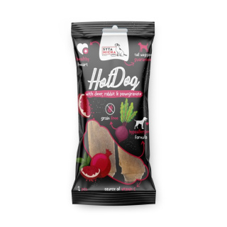 Hot Dog królik z granatem w skórze jelenia, gryzak dla psa 15cm - 2szt. Syta Micha