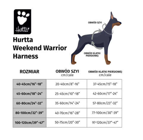 Szelki dla psa typu guard,zabudowane z wygodną rączką, Hurtta Weekend Warrior Szelki dla psa typu guard,zabudowane z wygodną rączką, Hurtta Weekend Warrior