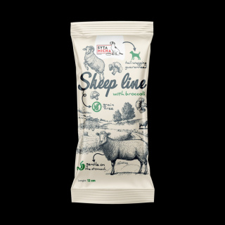 Kość do żucia, gryzak dla psa, skóra owcza z brokułem 12cm. Sheep Line, Syta Micha