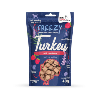 Liofilizowane przysmaki dla psa Indyk z malinami FREEZY 40g. Syta Micha