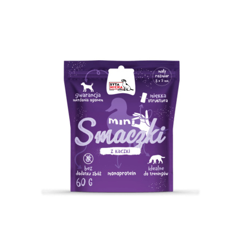 Mini smaczki z kaczki, treningówki dla psa 60g. Syta Micha Mini smaczki z kaczki, treningówki dla psa 60g. Syta Micha