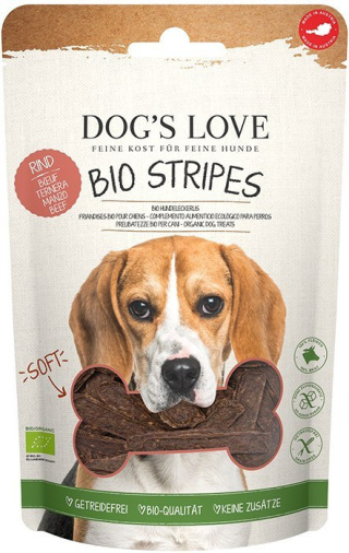 Miękkie paski z ekologicznego mięsa wołowego 100%, przysmaki dla psa 150g. DOG'S LOVE