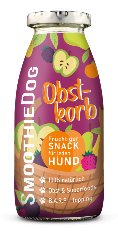 Naturalna, płynna przekąska dla psów, Obstkorb - owocowe smoothie, SmoothieDog Naturalna, płynna przekąska dla psów, Obstkorb - owocowe smoothie, SmoothieDog