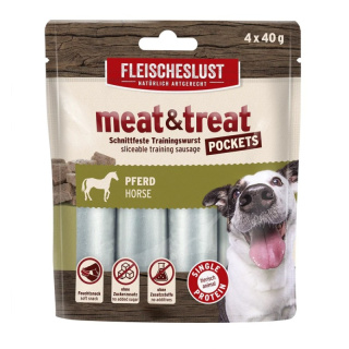 Przekąska w formie kiełbasek do krojenia, kiełbaski treningowe, konina, Meat&Treat MEATLOVE