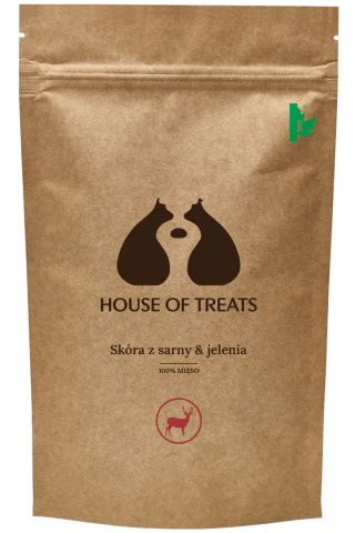 Skóra jelenia i sarny, naturalny gryzak dla psa 200g. House of Treats