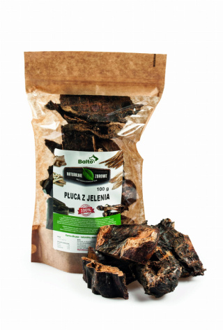 Suszone płuca jelenia, naturalny gryzak dla psa 250g. BALTO