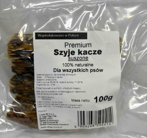 Suszone szyje kacze, naturalny gryzak dla psa 100 g. LUCZE Suszone szyje kacze, naturalny gryzak dla psa 100 g. LUCZE