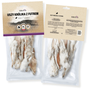 Uszy królicze z futrem 3 szt. naturalny gryzak dla psa, SLOW DOG