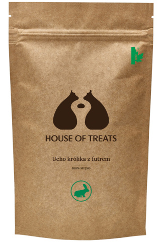 Uszy królicze z futrem, naturalny gryzak dla psa, House of Treats