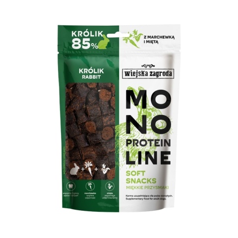 Monoproteinowe, miękkie przysmaki dla psa z królika 115g. Wiejska Zagroda