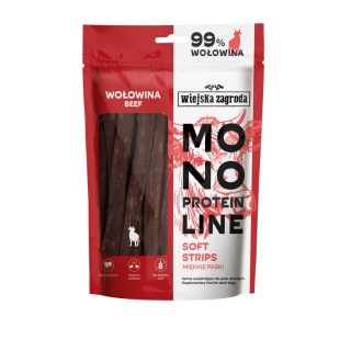 Monoproteinowe przysmaki dla psa, miękkie paski Wołowina 100g. Wiejska Zagroda