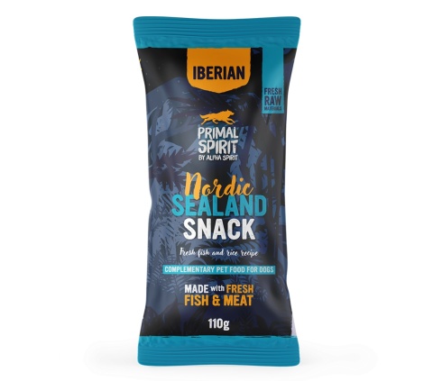 Przysmaki dla psa, wieprzowina i ryby, Iberian Nordic Sealand 110g. Primal Spirit