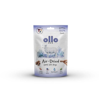 Przysmaki funkcyjne dla psa, mięsne paski z jagnięciny 80g. Air-Dried Lamb Strips, OLLO