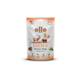 Przysmaki funkcyjne dla psa, mięsne paski z dziczyzny 80g. Air-Dried Energy Venision Strips, OLLO