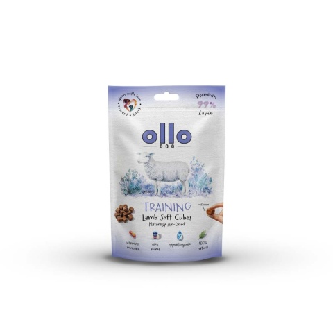 Przysmaki treningowe dla psa z jagnięciny 80g. Air-Dried Training Lamb Soft Cubes, OLLO